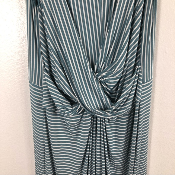 NWT Catherines Blue White Striped Midi Dress Womens 0X Sleeveless Twisted Front - Picture 6 of 12